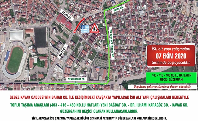 Gebze’de geçici güzergah uygulaması