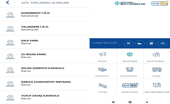 Acil Toplanma Alanları e-Kocaeli’de