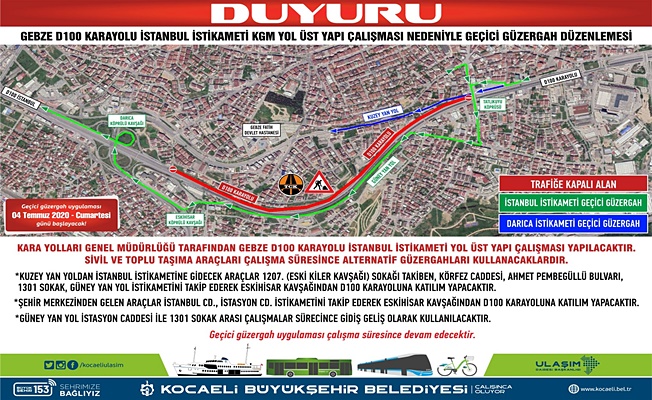 Gebze D-100’de çalışma var