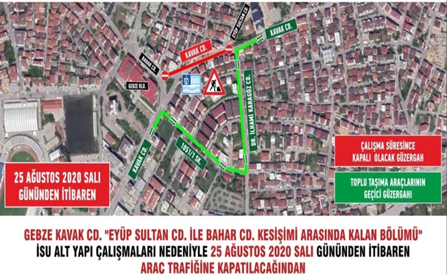 Gebze’de geçici güzergah uygulaması