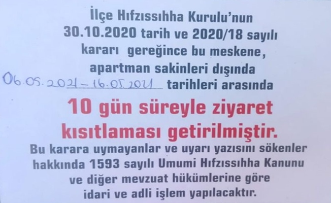 O ilçede bir apartman karantinaya alındı!