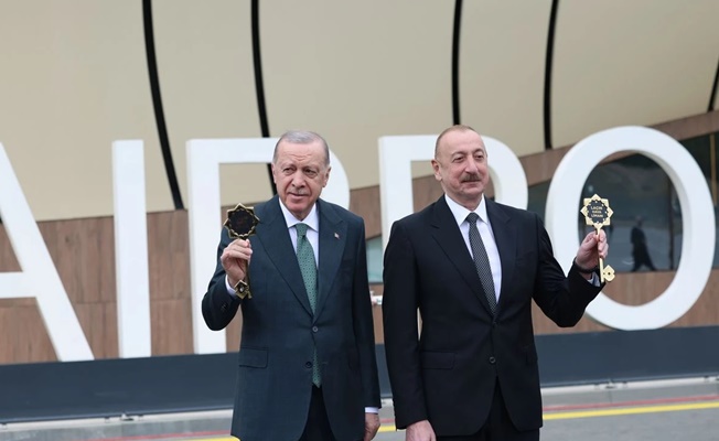 Cumhurbaşkanı Erdoğan, Azerbaycan'ın Laçın Havalimanı açılışında