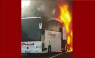 TEM otoyolunda yolcu otobüsü alev alev yandı!